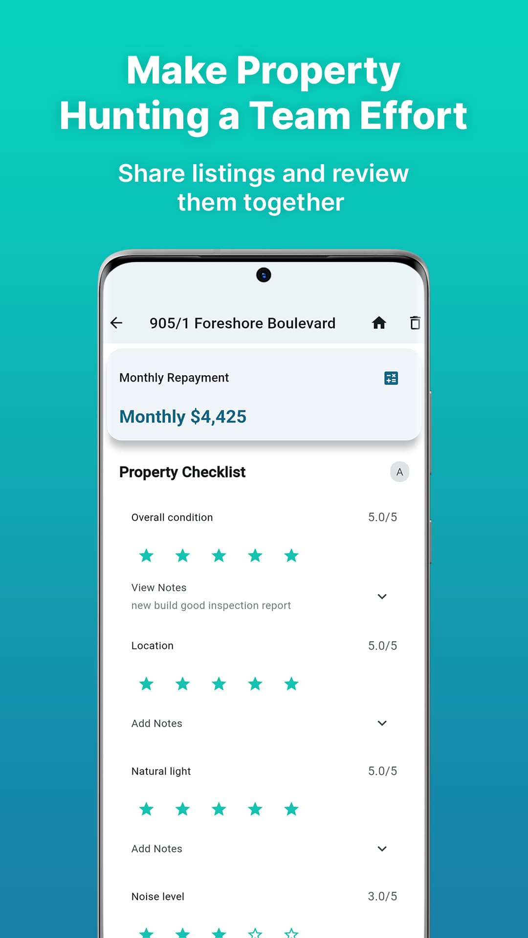 Homebuyer app screenshot showing property buying tools.