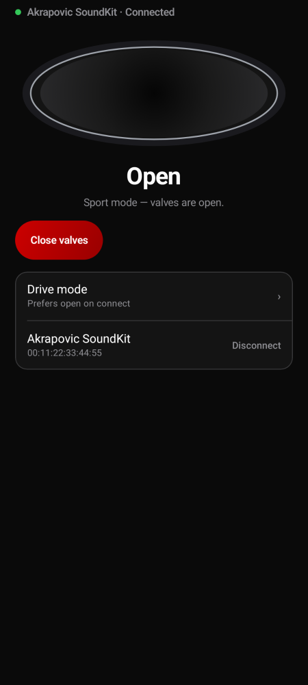 Sound Kit Community connected to an Audi RS receiver with valves open.