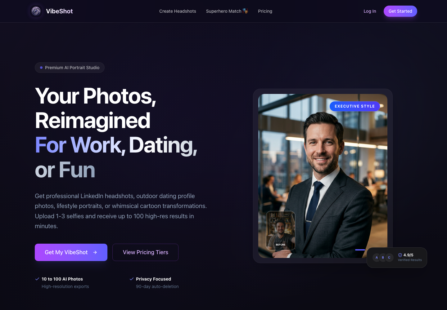 Vibe Shot deployed product screenshot.